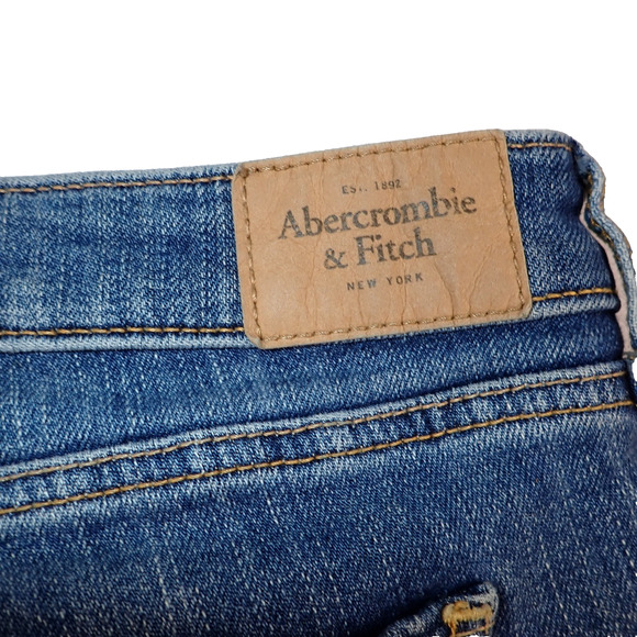 Abercrombie & Fitch Womens Low Rise Jeweled Denim Jeans Size 8 W 29 Distressed - Picture 8 of 9